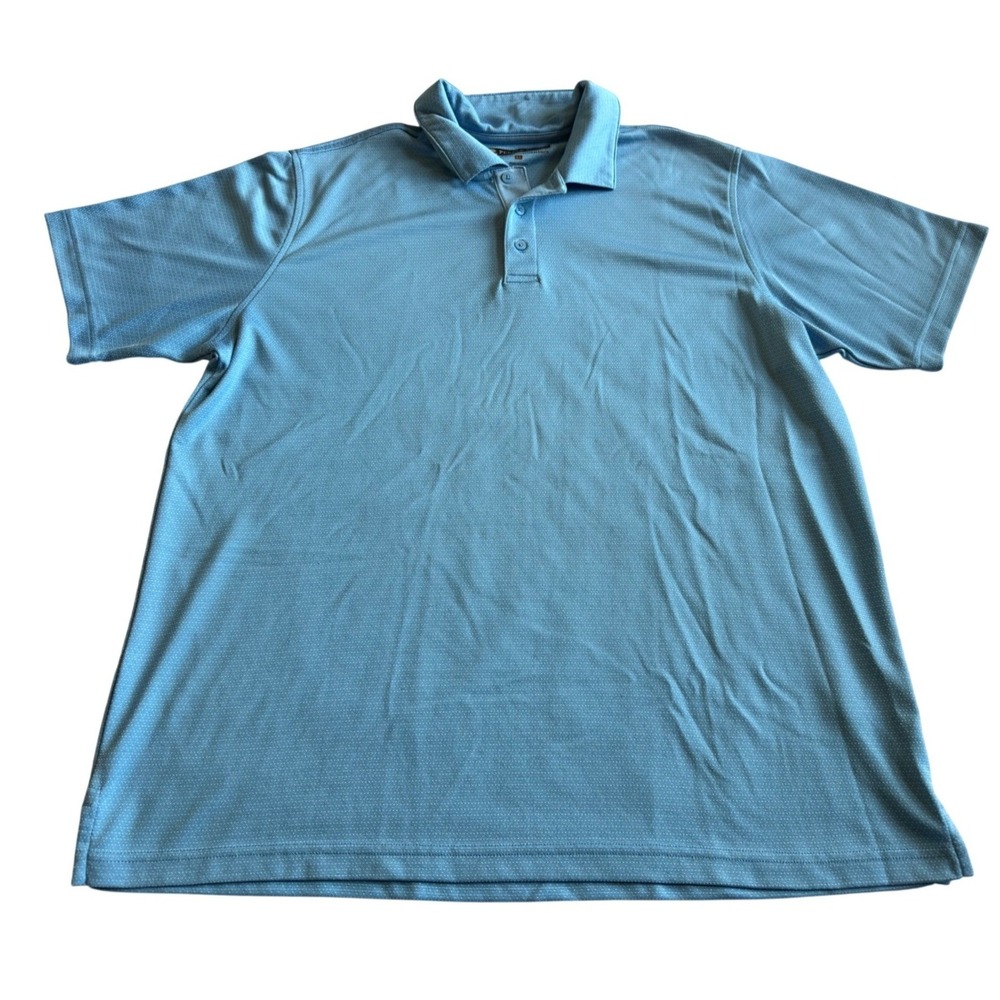 Pebble Beach Mens Dry-Luxe Polo Shirt XL Blue Textured Performance Golf Preppy